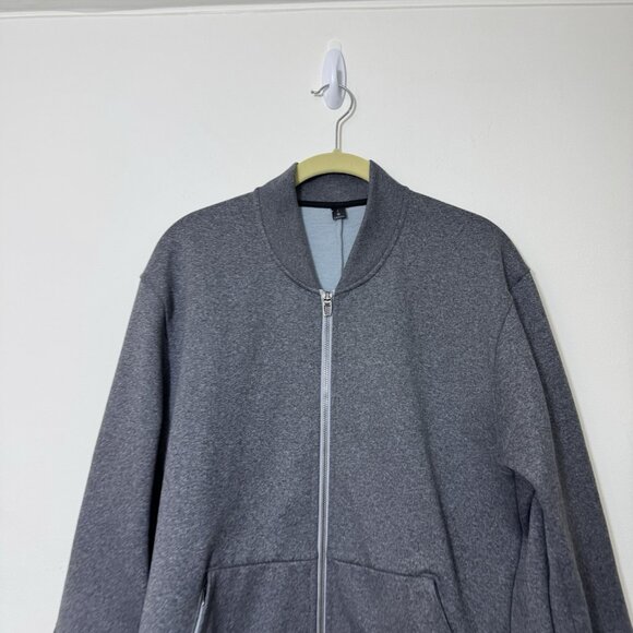 Lululemon Men’s City Sweat Fleece Bomber Jacket Size L Gray Full Zip Pockets - Picture 2 of 7